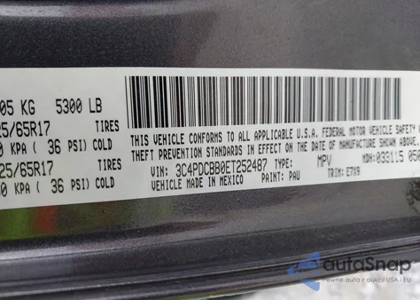 2014 Dodge Journey Sxt from USA, damaged, VIN 3C4PDCBB0ET252487